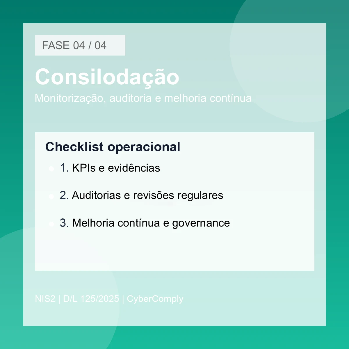 Consolidação da conformidade NIS2